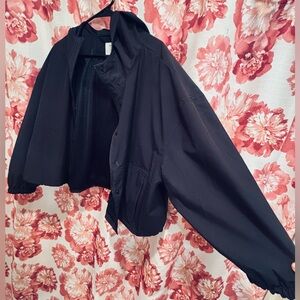 Old Navy Black Hooded Windbreaker Jacket with Mesh Lining